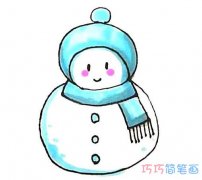 可爱小雪人的画法带步骤图 涂色小雪人简笔画图片