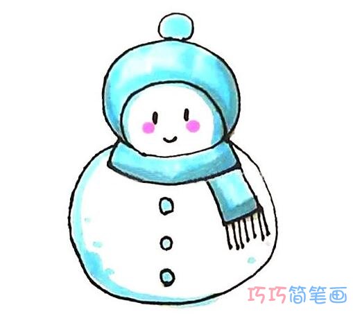 可爱小雪人怎么画好看_带步骤图雪人简笔画图片