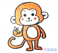 可爱小猴子简笔画涂色_素描小猴子的画法简单可爱