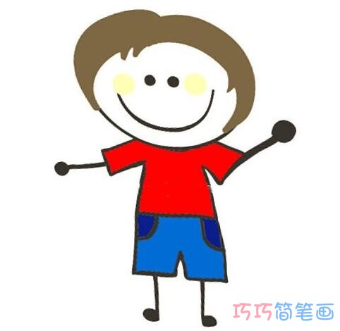卡通彩色男孩怎么画好看_小男孩简笔画图片
