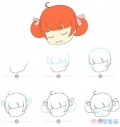 小女孩头像的画法步骤图带颜色 小女孩简笔画图片