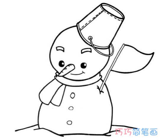 冬天小雪人怎么画简洁_雪人简笔画图片