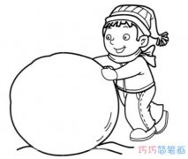 滚雪球小男孩怎么画简单易学_素描小男孩简笔画图片