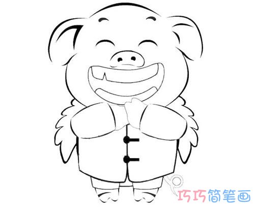 小猪拜年怎么画简单_彩色小猪简笔画图片