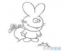 怎么画拔萝卜小白兔简单可爱_手绘兔子简笔画图片