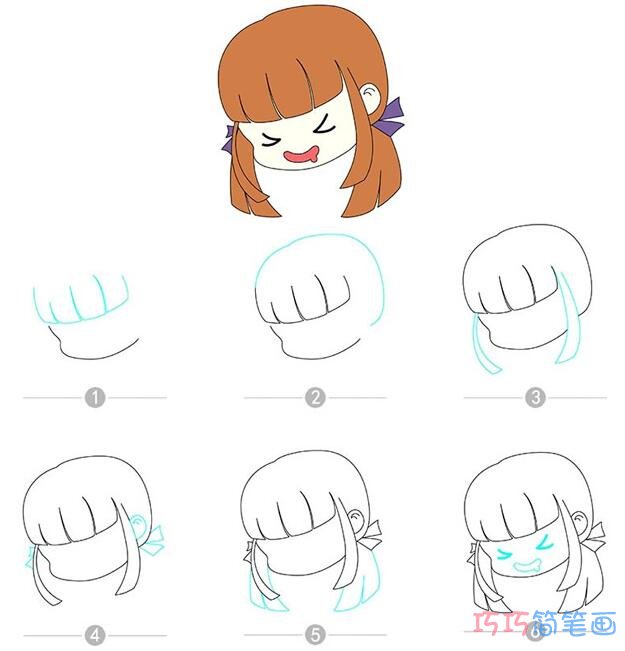 小女孩头像怎么画可爱_带步骤图小女孩简笔画图片