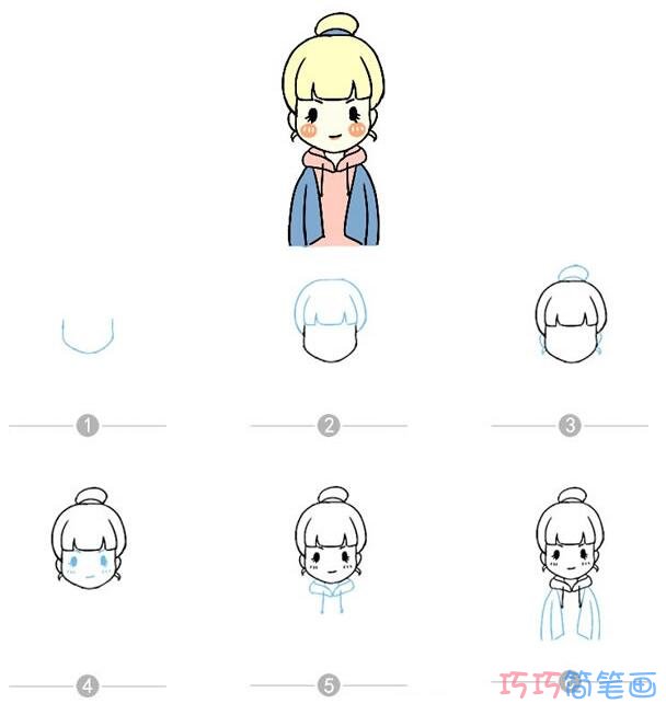 小女孩怎么画时尚好看_带步骤图小女孩简笔画图片