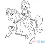 如何画骑马的小公主简单漂亮_手绘小公主简笔画图片