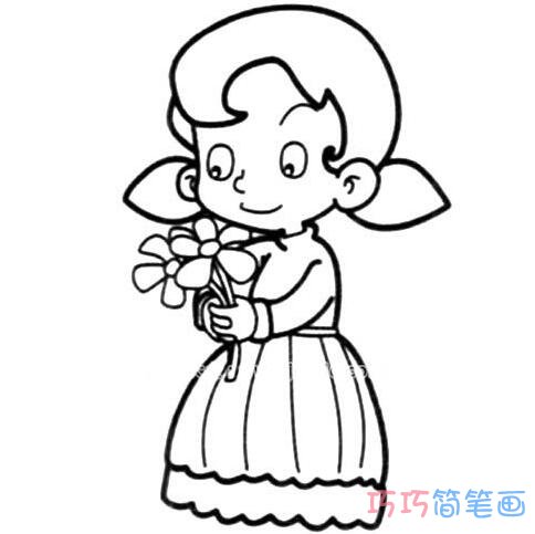 采花小女孩怎么画可爱_小女孩简笔画图片