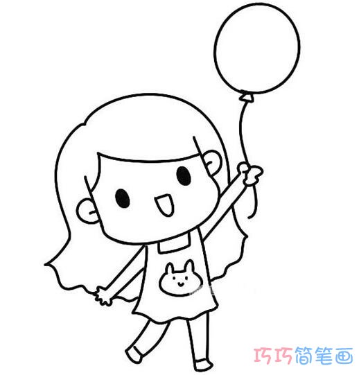 玩气球小女孩怎么画呆萌可爱_小女孩简笔画图片