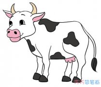 怎么画奶牛素描简单易学_涂颜色奶牛简笔画图片