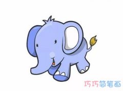 卡通大象的画法步骤图带颜色 大象简笔画图片