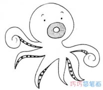 小章鱼素描怎么画带步骤图 可爱小章鱼简笔画图片