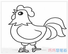 大公鸡素描怎么画带步骤图 卡通公鸡简笔画图片