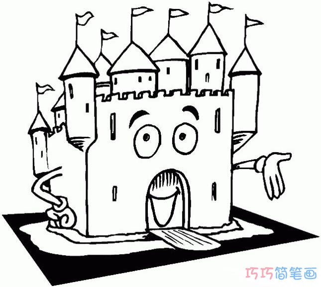  卡通城堡怎么画可爱好看_城堡简笔画图片