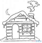 手绘雪屋怎么画简单好看_下雪天房子简笔画图片