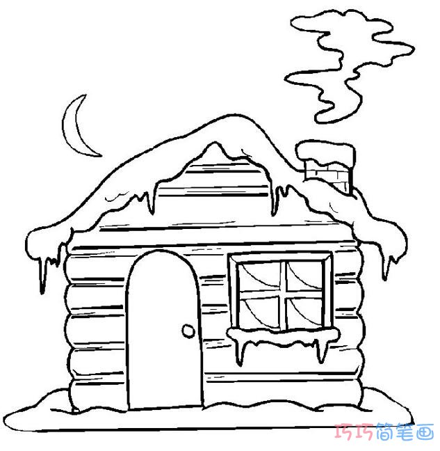 下雪房子怎么画简洁好看_房子简笔画图片