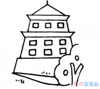 宝塔素描怎么画简单漂亮_手绘宝塔简笔画图片