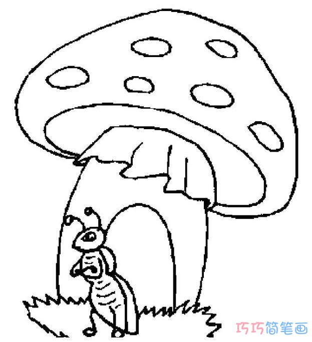 蘑菇屋怎么画简洁可爱_蘑菇屋简笔画图片