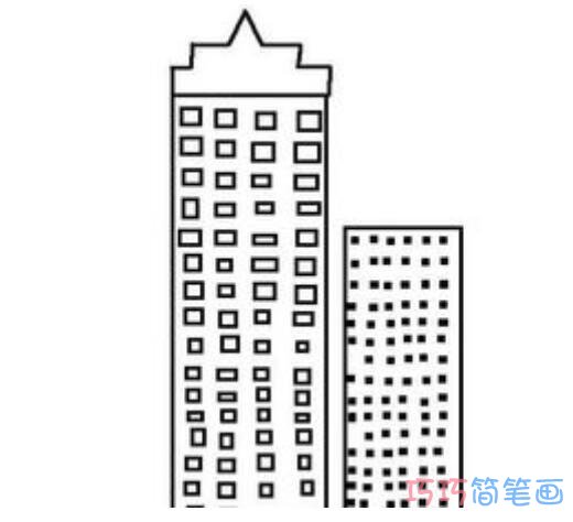 高楼大厦怎么画简洁_高楼简笔画图片