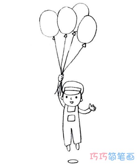 小男孩玩气球怎么画简洁可爱_小男孩简笔画图片