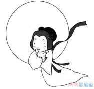 嫦娥奔月素描怎么画简单漂亮 卡通嫦娥奔月简笔画图片