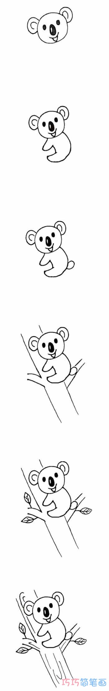 树袋熊怎么画多彩好看_带步骤图树袋熊简笔画图片