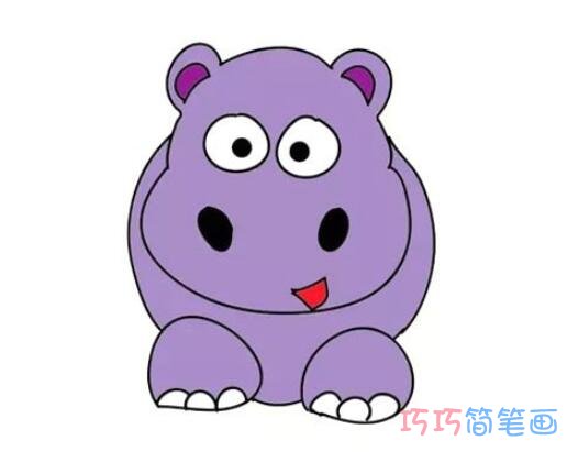卡通河马怎么画呆萌可爱_带步骤图河马简笔画图片