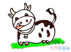 幼儿卡通奶牛的画法步骤图涂颜色 卡通奶牛简笔画图片