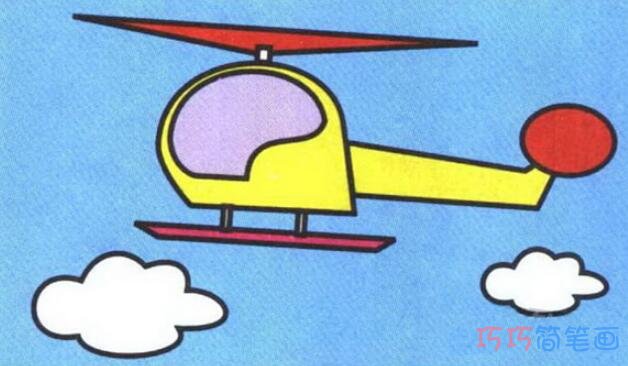  直升飞机怎么画可爱_带步骤图飞机简笔画图片