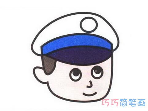 警察头像怎么画简洁好看_带步骤图警察简笔画图片