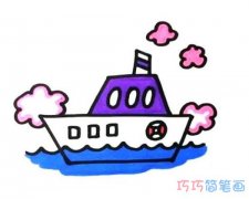 如何画海上轮船涂色简单漂亮 卡通轮船简笔画图片