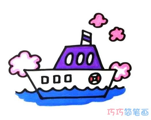  海上轮船怎么画简洁易学_轮船简笔画图片