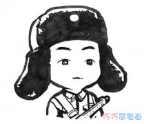 小雷锋素描怎么画简单好看 雷锋的画法简笔画图片