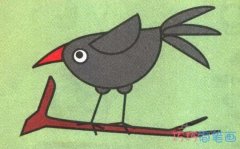 儿童画乌鸦怎么画涂颜色简单 卡通乌鸦的画法步骤图