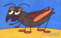 卡通蟋蟀的画法步骤图涂色 彩色蟋蟀简笔画图片
