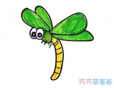 幼儿卡通蜻蜓怎么画涂颜色 可爱小蜻蜓的画法步骤图