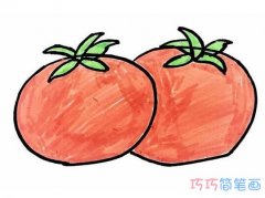 红色西红柿的画法步骤图 简单西红柿简笔画图片