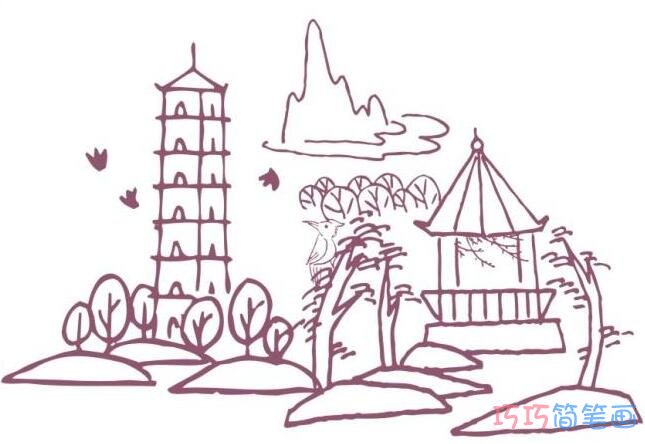中国古塔怎么简单 古塔简笔画图片