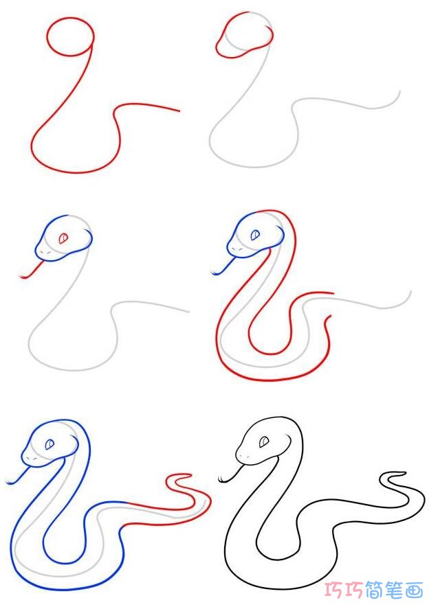 小蛇怎么画简单 带步骤图小蛇简笔画图片