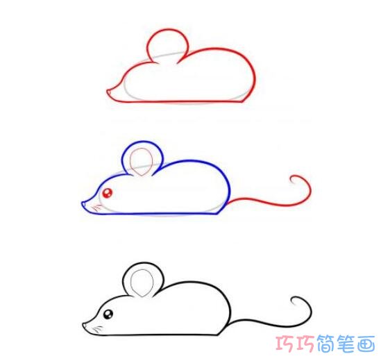 幼儿小老鼠怎么画简单 带步骤图老鼠简笔画图片