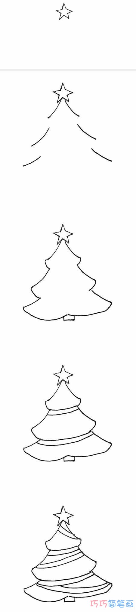 漂亮圣诞树怎么画好看 带步骤图圣诞树简笔画图片