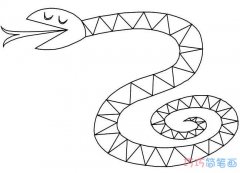 手绘花斑蛇的画法简单易学 卡通菜花蛇简笔画图片
