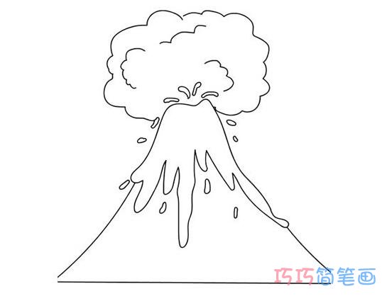 火山喷发怎么画简单 火山简笔画图片