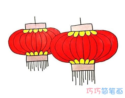 红灯笼怎么画好看 带步骤图红灯笼简笔画图片