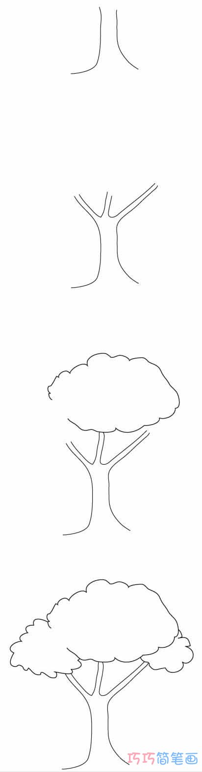 大树怎么画简洁好看 带步骤图大树简笔画图片