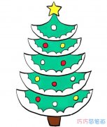 如何绘画彩色圣诞树简单漂亮 卡通圣诞树的画法步骤图
