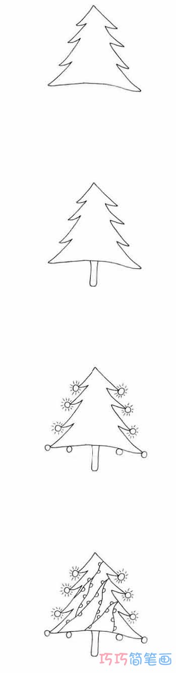 圣诞树怎么画可爱简洁 带步骤图圣诞树简笔画图片