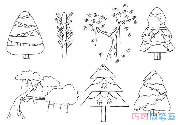 圣诞树怎么画可爱简洁 带步骤图圣诞树简笔画图片