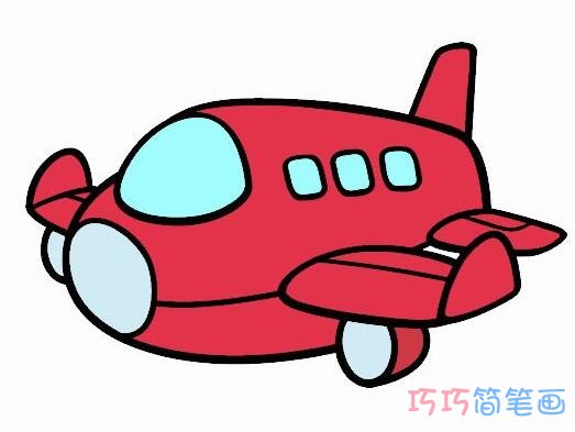 卡通飞机怎么画可爱 彩色飞机简笔画图片